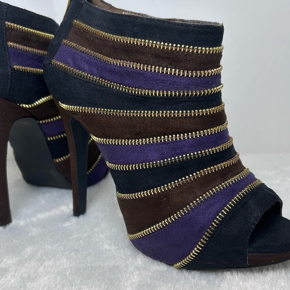 Colin Stuart Black, Purple, and Brown Ankle Booties - Picture 2 of 5